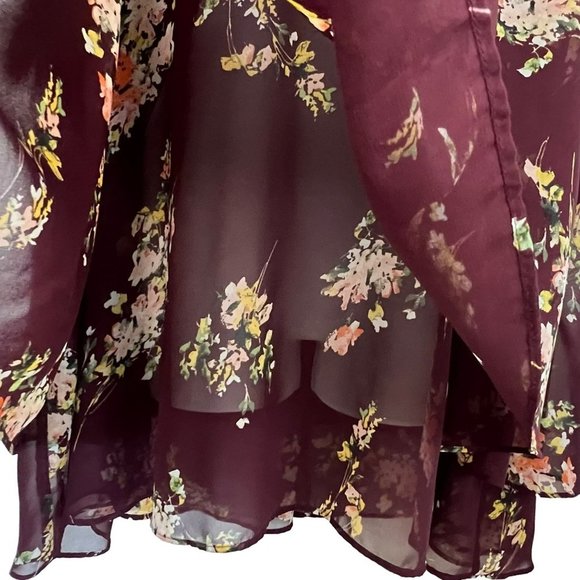 NWOT LANE BRYANT BURGUNDY FLORAL LAYERED CHIFFON SLEEVELESS TOP PLUS SIZE 26 - Picture 7 of 10